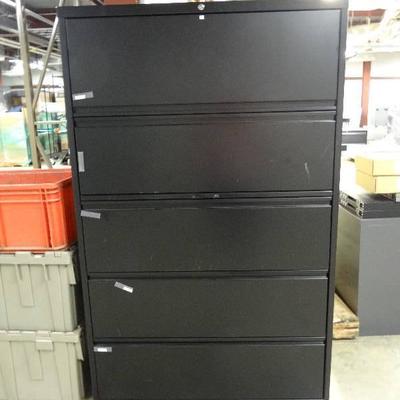 Lateral Filing Cabinet - 5 Drawer - Black