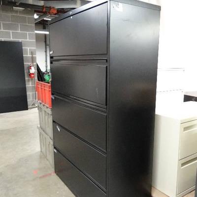 Lateral Filing Cabinet - 5 Drawer - Black