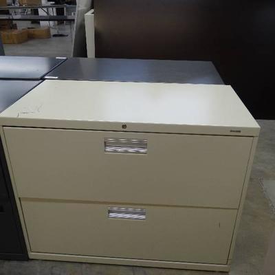 1 Beige, 1 Gray Lateral Filing Cabinet & Metal Cab..