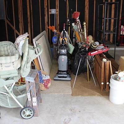 Vacuum, golf clubs, baby stroller