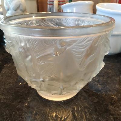 Lalique style horses bowl