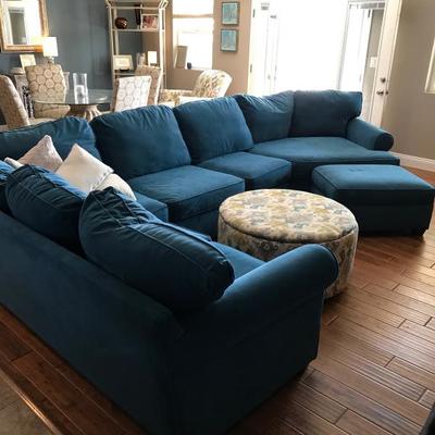 Blue suede sectional - amazing 