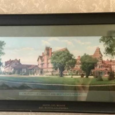 Rare framed picture of hotel along with being burned into frame 