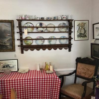 Old chairs and plate racks 