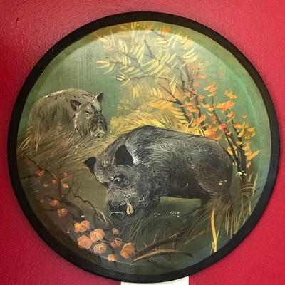 Hand painted bOar painting on wood - amazing 