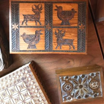 Vintage Hand Carved Wood Box Collection - POLAND