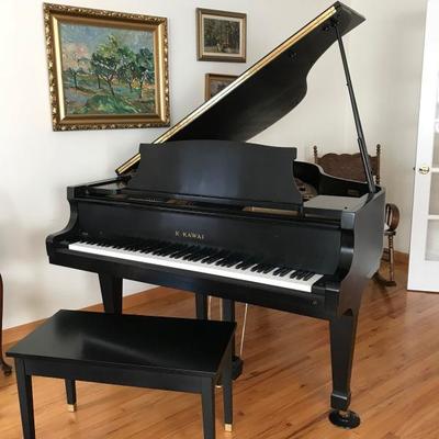 1990 Kawai Baby Grand Piano Ebony Gloss Finish With Bench from San Francisco Opera