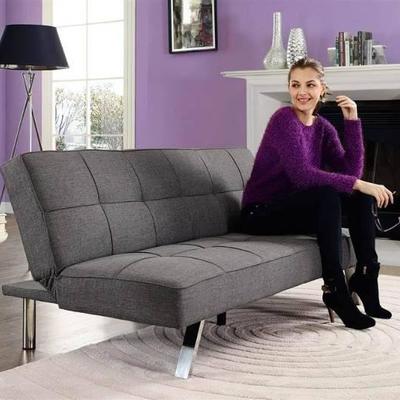 DHP Zoe Convertible Futon Sofa Bed, Grey Linen