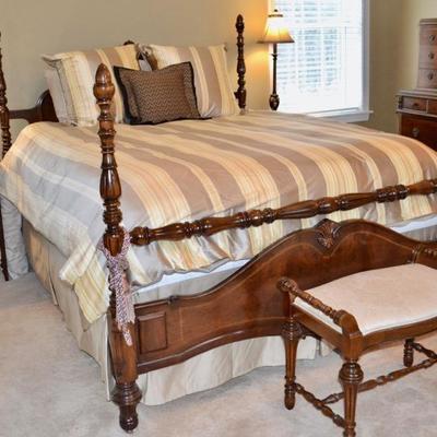 Antique queen bed with inlay