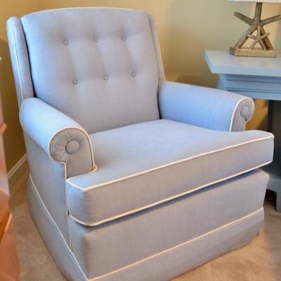 Custom upholstered armchair with...