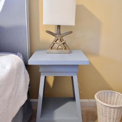 Pair of painted end tables and starfish lamps