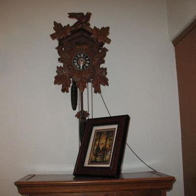 Cuckoo clock, framed artwork