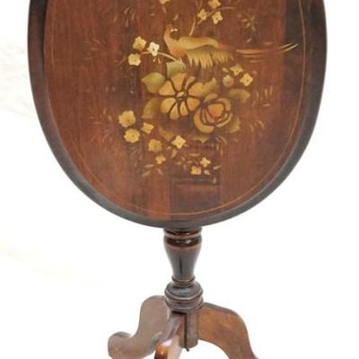 STENCIL DECORATED TILT TOP TABLE