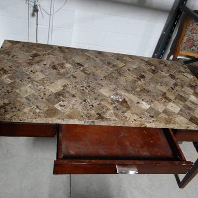 stone top desk with 2 drawers