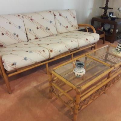 Bamboo sofa and coffee table