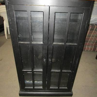 Black Bookcase with Glass Doors