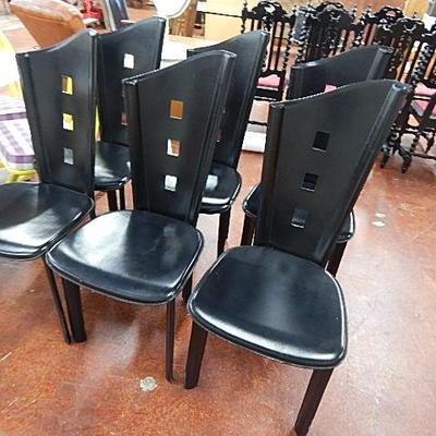 Modern Italian Black Leather Chairs,6