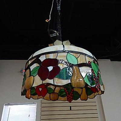 Mid C. Slag Stained Glass Chandelier