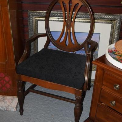 Wooden Chair w/ Black Cushion
