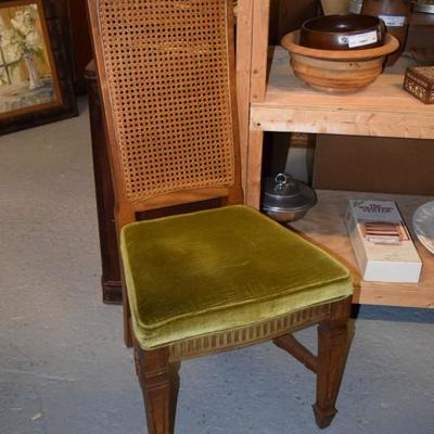 Wooden Chair w/ Olive Cushion