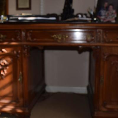Late 19th Century to Early 20th Century Chinese Chippendale style Double Pedestal Desk that came from the US Ambassador's residence in...
