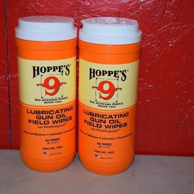 2 Hoppe's Lubricating Gun Oil Field Wipes