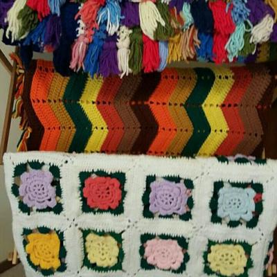 Hand made knitted throws.