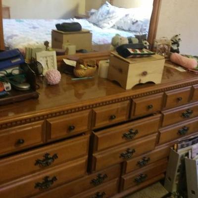 Solid wood dresser with mirror 