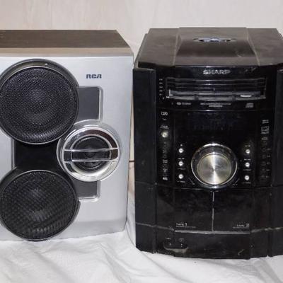 Sharp Home Stereo w/ 2 mismatched RCA Speakers