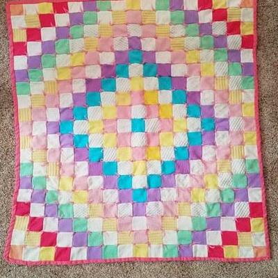 Rainbow colored patch Baby Quilt