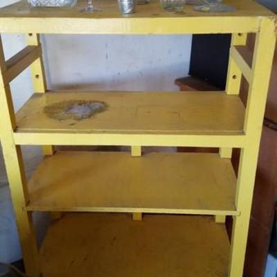 Fun Old Yellow Paint Wood Shelves Storage