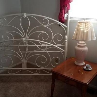 Scrolled White Metal Bed Frame