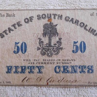1863 Fifty Cents State of South Carolina