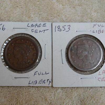 1853 & 1856 Large Cent Full Liberty