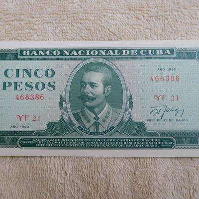 1990 5 Pesos Banco Nacional De Cuba