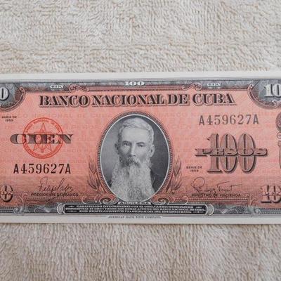 1959 100 Pesos Banco Nacional De Cuba