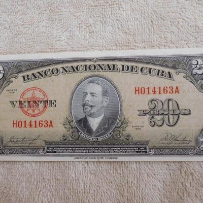 1958 20 Pesos Banco Nacional De Cuba