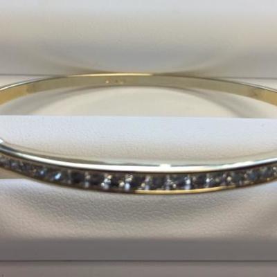 14K Gold & Diamond Bangle Bracelet  