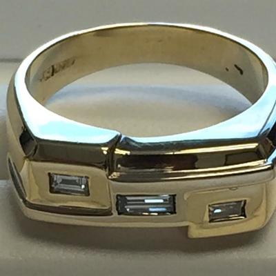 Men's 3-stone Baguette 14K Gold Ring  