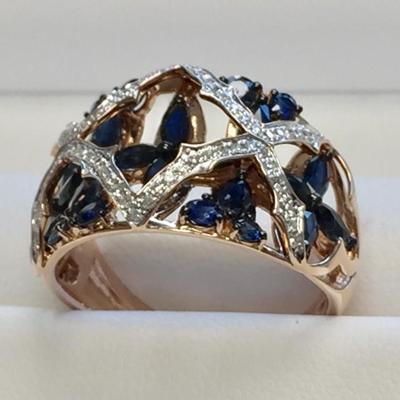Stunning Sapphire & Diamond 14K Rose Gold Ring  