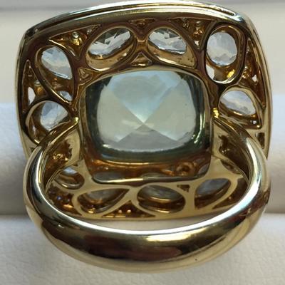 Green Amethyst, Gold & Diamond Ring  