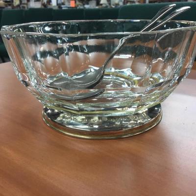 Sterling and glass serving bowl
