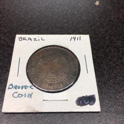 1911 Brazil 40 Reis - Bronze Coin