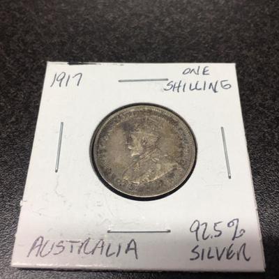 1917 Australian 1 Schilling - 92.5% Silv
