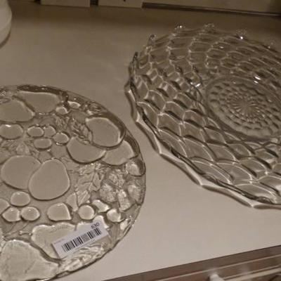 2 glass serving plates- 1 is HUGE