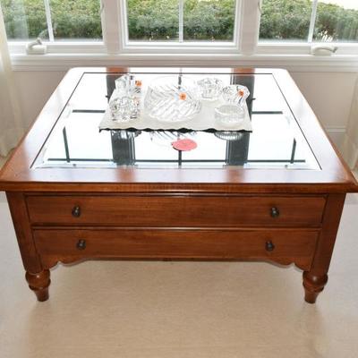 Ethan Allen coffee table with glass inlay
