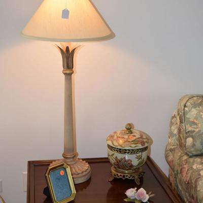 Lamp, picture frame, & decorative dish
