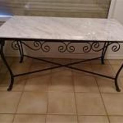 Italian Marble and Wrought Iron Coffee Table