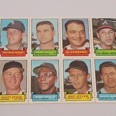 1969 Topps Baseball Card Stamps Uncut Sheet of 12 ..