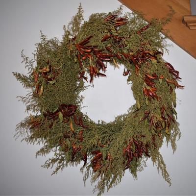 Beautiful wreath with Red Pepper Accents